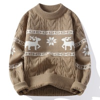 Pull de Noël personnalisé avec logo OEM, vêtements en jacquard, tricot à manches longues, pull tricoté d'hiver, pull de Noël moche pour homme