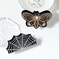 Lot de pinces à cheveux fantaisie en plastique noir, motifs chauve-souris, papillon et toile d'araignée, pour Halloween, accessoire pour femmes et filles