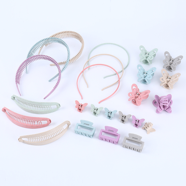 Wholesale Eco- Friendly Biodegradable Organic Hair Accessories Straw Wheat Banana Hair Clips Fishtail Hair Clips