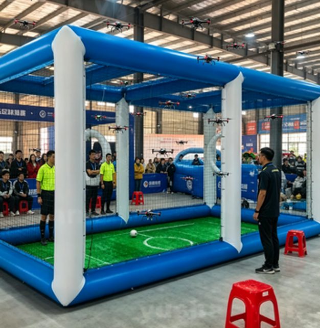 High-Quality Inflatable Drone Racing Course with Full Safety Net, Inflatable Drone Soccer Arena for Events & Competitions