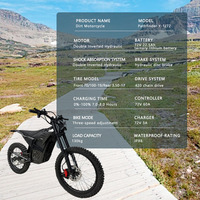 Nouvelle moto électrique tout-terrain pour adultes, batterie en aluminium haute puissance 72V 4500W, pour l'exportation transfrontalière, vitesse maximale 65 km/h