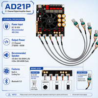 AD21P Qualc BT Carte d'amplificateur de puissance sans fil 2.1 canaux classe D TPA3255 300Wx2+600W pour caisson de basses de cinéma maison OEM