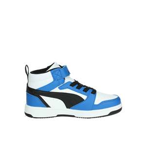 Sneakers stringate per bambini bianche e blu, alte, con suola spessa e ammortizzata - Product Image 4