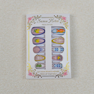 24 faux ongles à presser style méditerranéen, forme amande moyenne, avec imprimé citron, poisson et fleurs, pour femmes, pour les <span class=keywords><strong>vacances</strong></span> d'été et le quotidien - Product Image 6