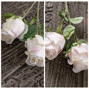 Rose artificielle CallaFloral à double extrémité, 33 cm, couleurs rose, blanc et champagne, pour décoration intérieure, bouquets et murs de roses - Product Image 3