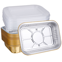 Conteneur Doré 3727M en Aluminium Alimentaire avec Couvercle en Plastique PET Écologique – Emballage Jetable pour Cuisine et Cuisson