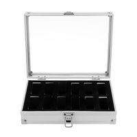 Boîte de rangement de montre en aluminium, taille personnalisée, boîte de rangement de luxe verrouillable avec couvercle en verre, pièces