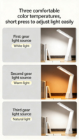 Lampe de bureau LED pliable moderne A6 avec support de téléphone, rechargeable USB, réglable à 120 degrés, contrôle tactile, intensité variable, protection oculaire pour l'étude