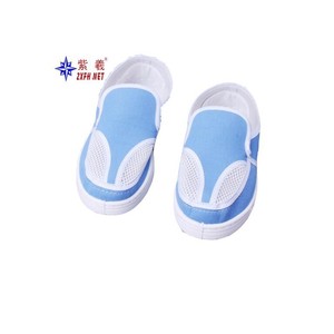Factory direct sales of anti-static mesh shoes, white and blue <b>PVC</b> canvas two-hole mesh shoes, anti-static cleanroom work shoes. - Product Image 3