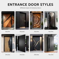 Porte pivotante moderne en aluminium, porte d'entrée composite acier-bois, design personnalisé pour villas, hôtels et projets commerciaux