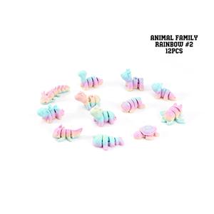 Mainan cetak 3D, 12 buah mainan hewan peliharaan lucu warna-warni dekorasi dekompresi saku Lucu indah kreativitas Mini - Product Image 6