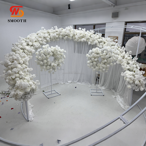 Arco Floreale a <span class=keywords><strong>C</strong></span> Personalizzato con <span class=keywords><strong>Rose</strong></span> Artificiali Bianche per Decorazioni di Palchi Nuziali - Product Image 2