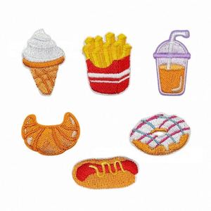 Parche Adhesivo Pequeño con Diseño de Donut, Pan, Perrito Caliente y Bebidas para Decorar Ropa, Zapatos y Sombreros - Product Image 1