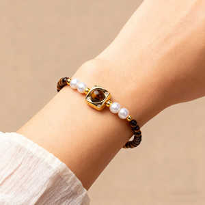 Wholesale Tiger's Eye Freshwater <b>Pearl</b> <b>Bracelet</b> <b>for</b> <b>Women</b> High-End Turquoise Natural Stone Cross-Border Exploitive Handmade - Product Image 2
