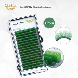 ขนตาปลอมแบบเส้นต่อเส้น สีเขียว ขนาด 0.15 มม. แบบลอนเดี่ยว สำหรับต่อขนตา ยี่ห้อส่วนตัว ความหนา CC - Product Image 3