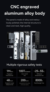 Serrure de porte intelligente Tuya WiFi 3D à reconnaissance faciale pour B2B, avec batterie longue durée, déverrouillage par empreinte digitale et plusieurs méthodes, en alliage d'aluminium, prise en charge OEM, pour porte en bois, Cloud - Product Image 4