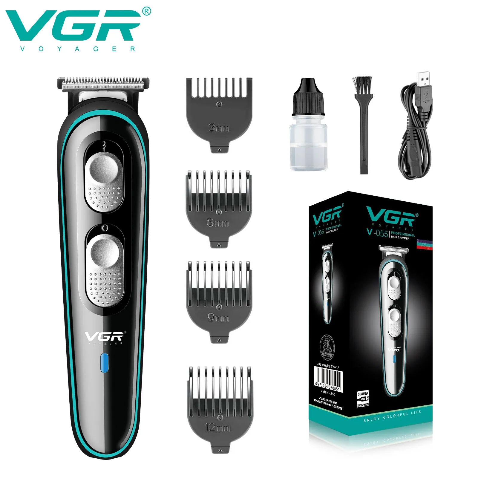 VGR V-055 2021 portable multi functional hair and beard trimmer men for split ends professional electric hair trimmer