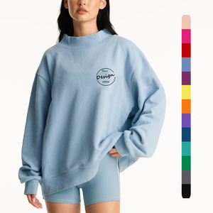 Vente en gros Pull grande taille avec logo personnalisé Sweat-shirts en coton molletonné doux à col montant surdimensionné pour femmes - Product Image 1