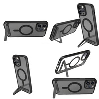 Aksesoris Ponsel Casing Kristal Bening untuk iPhone 17 Air 16 15 Pro Max 14 Plus 13 12 11 Casing Magnetik dengan Penyangga