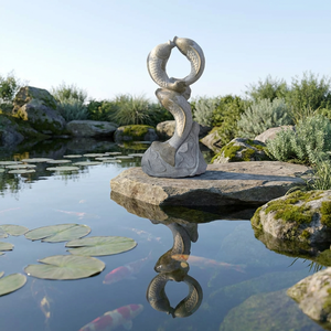 Fontaine de jardin moderne en marbre et granit avec statue de cygne - Écologique et durable - Product Image 5