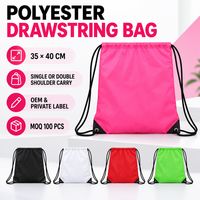 Sac à cordon personnalisé en polyester OEM avec coins renforcés, œillets métalliques et plusieurs couleurs pour événements, écoles et promotion