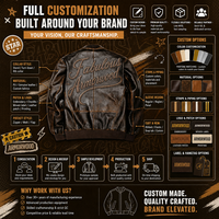 Blouson aviateur en cuir d'agneau vieilli marron rétro personnalisé, avec broderie 3D OEM, en cuir véritable