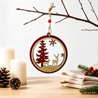 Décorations de Noël rustiques en bois en gros, ornements suspendus de bonhomme de neige style ferme, découpés au laser sur mesure, décorations de vacances OEM