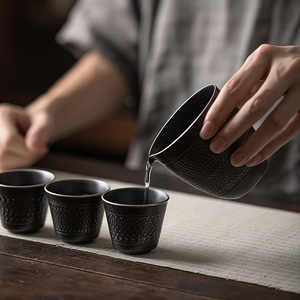 Handmade Ceramic Fair Cup Black Gilded Silver Round Shape For Kung Fu <b>Tea</b> <b>Set</b> Dehua County Origin Without Lid - Product Image 4