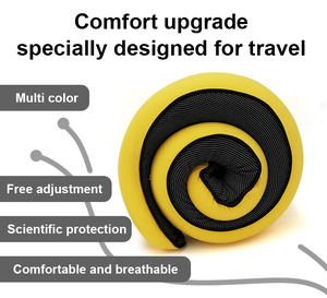 Oreiller de voyage ergonomique en mousse à mémoire de forme à rebond lent pour le cou, idéal pour le bureau, la maison, la voiture, avec bouchons d'oreilles et masque pour les yeux - Product Image 3