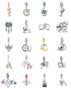 Colgante de cadena de mano de la serie Music Movement, chapado en plata 925, con cuentas de circonita, dijes de corazón, balón de fútbol y guitarra, para joyería DIY y collares - Product Image 1