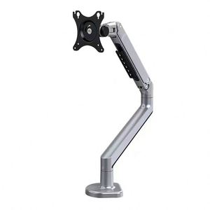 Support de moniteur ergonomique 32 pouces, argenté, pneumatique, VESA, fixation au bureau, haute capacité de charge, design articulé - Product Image 1