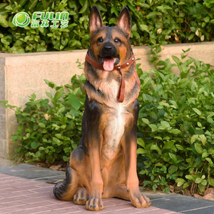 Patung Anjing German Shepherd Ukuran Asli dari Resin untuk Dekorasi Taman dan Lanskap Luar Ruangan - Product Image 1