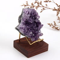 Présentoir en bois cristal, nouveau style, 1 pièce, base en pierre, support de boule en verre, sphère