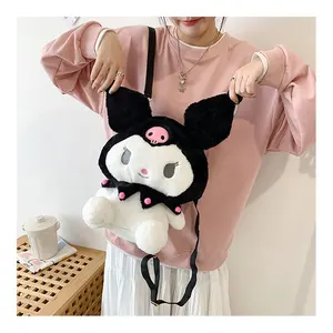 Kawaii Options Kuromi Messenger bag Soft Stuffed Plush Shoulder kuromi hello kitty kt plush bag for Girls Gifts