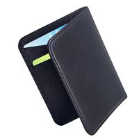 Dompet Kartu Kredit Kulit Sapi Hitam Mewah Bermotif Butir, Sublimasi Dua Sisi, Ukuran Kecil dengan Penjepit & Kancing
