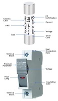Fusible CC haute tension 10X38 1000V Protection des semi-conducteurs à action rapide pour ferme solaire et système d'énergie éolienne