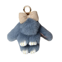 Porte-Clés Lapin en Peluche Douce de 15 cm, Pompon en Fausse Fourrure, Accessoire de Sac Charmant, Chaîne pour Clé de Voiture