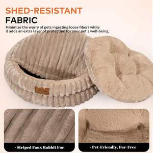 Lit pour chat amovible avec couverture en couverture, lavable, confortable, en <span class=keywords><strong>coton</strong></span>, pour dormir en hiver, lit-caverne pour chat - Product Image 3