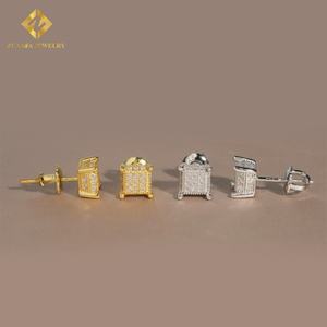 GRA Certified Hip Hop <b>Stud</b> <b>Earring</b> 925 Sterling Silver Fully VVS Moissanite Iced Out <b>Earring</b> for <b>Men</b> Women - Product Image 4