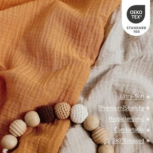 100% di cotone mussola Baby culla 2 pezzi Set morbido traspirante e resistente arancione e Beige copri materasso culla - Product Image 4