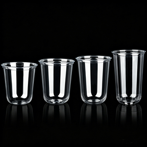 Wholesale Private Label U-Shape PET Hard Plastic Cups With <b>Cute</b> <b>Bear</b> Dome Lid Disposable Iced Beverage Cups For Milk Tea - Product Image 1