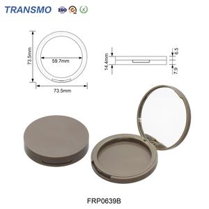 OEM&ODM Empty Blush Container Plastic Powder Case Customized logo <b>Makeup</b> <b>Box</b> Cosmetic Packaging with Mirror - Product Image 2