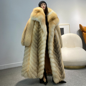<span class=keywords><strong>Cappotto</strong></span> Lungo Invernale da Donna in Vera <span class=keywords><strong>Pelliccia</strong></span> di Volpe Dorata di Lusso Premium - Product Image 1