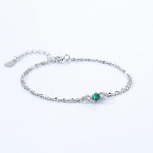 Bracelet à double chaîne en argent sterling S925 avec zircon rond et pierre d'huître, exclusif pour femmes, version en cuivre personnalisable - Product Image 6