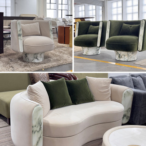 Customizable Velvet Luxury Chair Foshan Boutique High End Furniture With Marble Base DVSOFA1 Bespoke Material a Stunning - Product Image 5