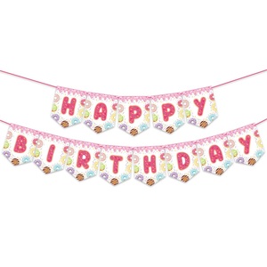 Pancarta de Cumpleaños para Niña, Guirnalda Colgante, Globos, Adornos para Cupcakes, Decoración de Fiesta con Temática de Donuts, Pancarta para Baby Shower - Product Image 6