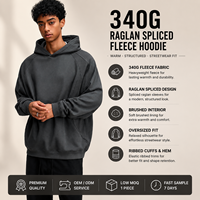 Sweat à capuche en molleton épais 340 GSM à panneaux incurvés et patchwork croissant, style streetwear euro-américain pour homme, fourniture marque privée