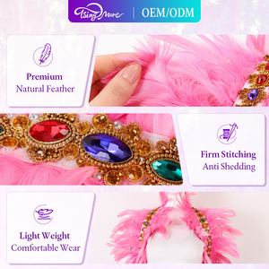 Écharpe de luxe en plumes avec garniture bijoux pour défilé du Mardi Gras, récital de danse et occasions de fête à thème - Product Image 3