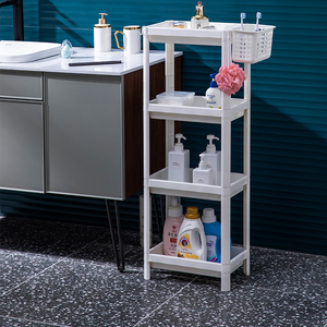 2/3/4 Layers Modern Plastic Rolling Storage Cart <strong>Stand</strong> Type Laundry Rack with Storage Shelves for Bathroom Kitchen or <strong>Pantry</strong> Use - Product Image 3