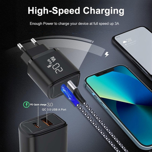 <span class=keywords><strong>Cargador</strong></span> de Pared <span class=keywords><strong>USB</strong></span>-<span class=keywords><strong>C</strong></span> de Carga Rápida GaN de 18W/20W con Doble Puerto y Enchufe CE/US/EU - Product Image 4